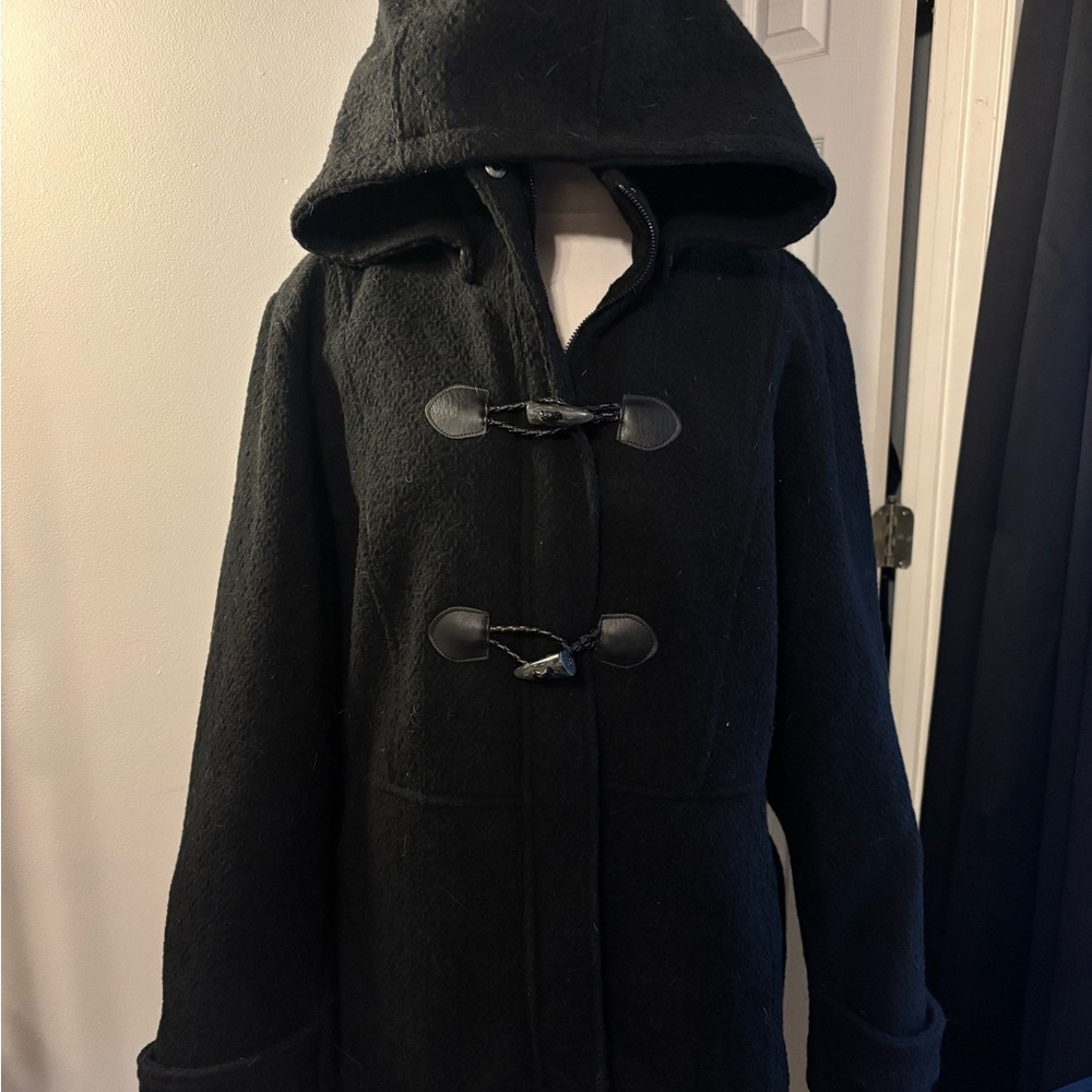 Jessica Simpson Black Hooded Wool Blend Jacket